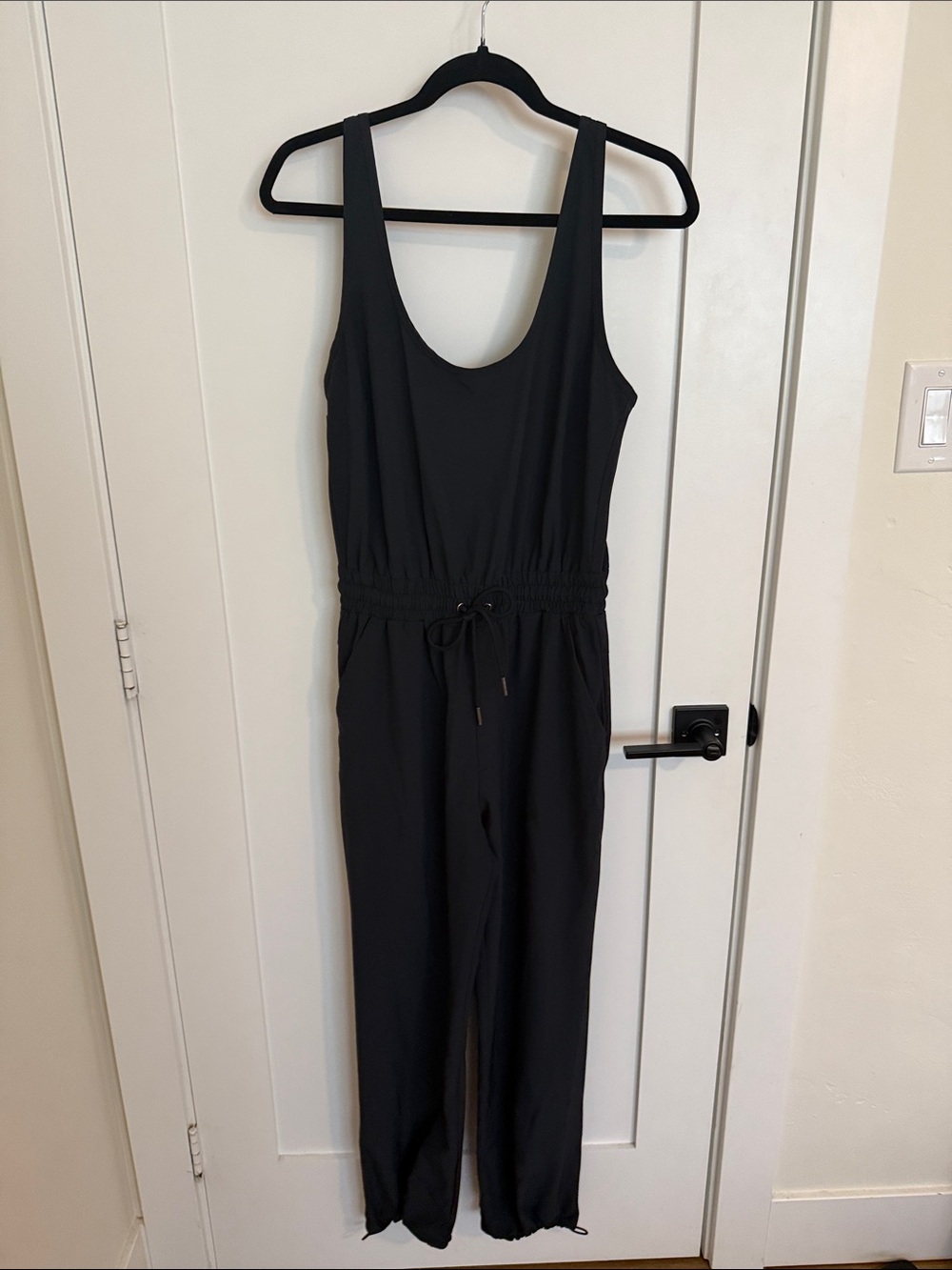 Abercrombie and Fitch Black Sleeveless Drawstring Jumpsuit